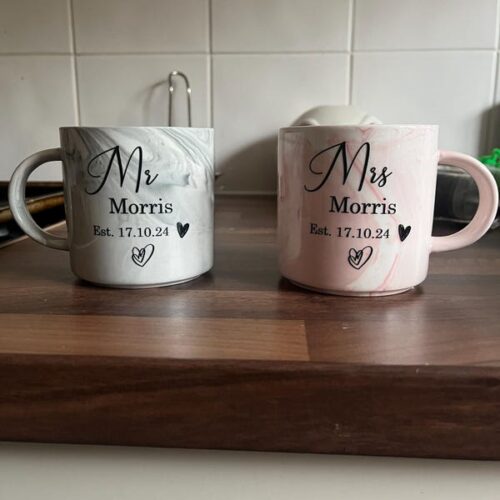 Personalized Mr Mrs Mugs, Hubby Wifey Coffee Mug Set, Unique Gift Idea, Newly Married Anniversary Gift, Wedding Gift Ideas, Couple Gifts photo review