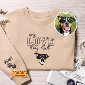 Custom Embroidered One Love Dog Dad Sweatshirt - Personalized Pet Father Gift