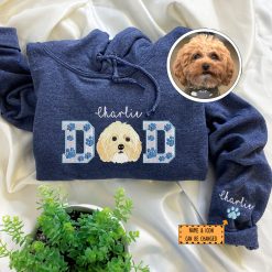 Custom Embroidered Pet Dad Hoodie with Pet Photo - Personalized Dog Father Gift