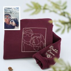 Custom Embroidered Pet & Owner Portrait Hoodie - Personalized Pet Lover Gift