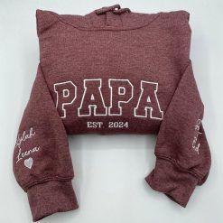 Custom Embroidered Papa Hoodie with Kids Names - Father's Day Gift