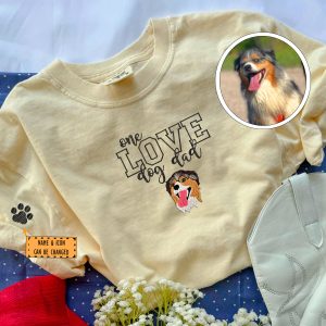 Custom Embroidered One Love Dog Dad T-Shirt - Personalized Pet Father Gift