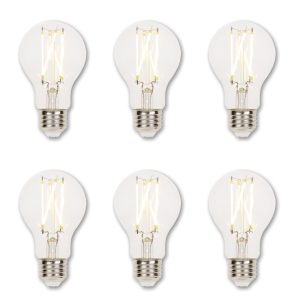 Pack of (6) 9 Watt Dimmable A19 Medium (E26) LED Bulbs