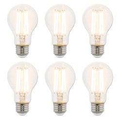 Pack of (6) 10 Watt Dimmable A19 Medium (E26) LED Bulbs - 1600 Lumens, 2700K, and 80CRI