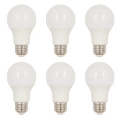 Pack of (6) 10.5 Watt A19 Medium (E26) LED Bulbs- 1100 Lumens, 3000K, and 80CRI