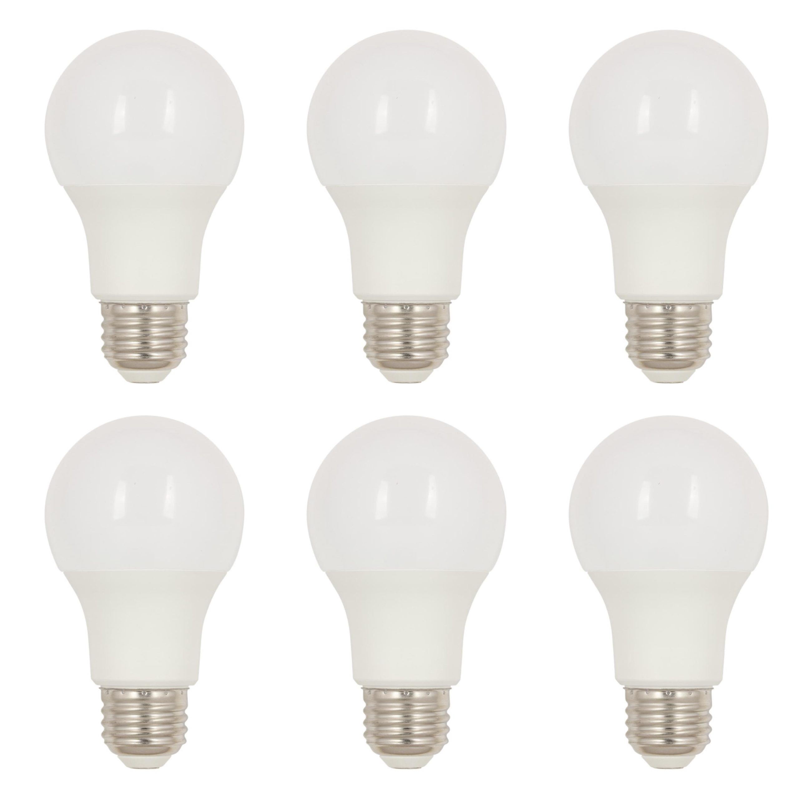 Pack of (6) 10.5 Watt A19 Medium (E26) LED Bulbs- 1100 Lumens, 4000K, and 80CRI