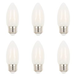 Pack of (6) 4.5 Watt Dimmable B11 Medium (E26) LED Bulbs- 500 Lumens, 2700K, and 80CRI