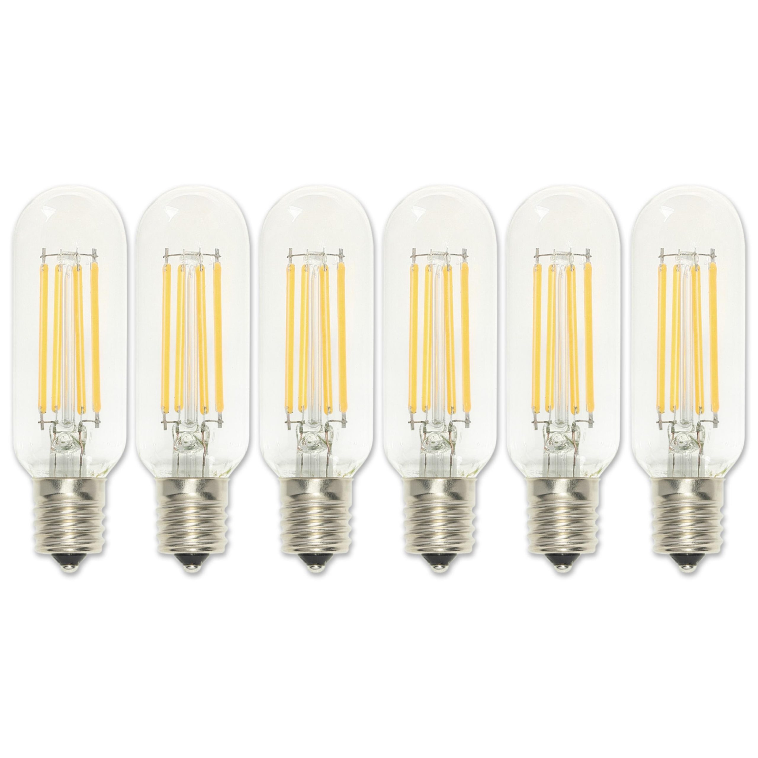 Pack of (6) 5 Watt Dimmable T8 Intermediate (E17) LED Bulbs- 600 Lumens, 2700K, and 80CRI