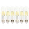 Pack of (6) 8 Watt Dimmable T10 Medium (E26) LED Bulbs- 1000 Lumens, 2700K, and 80CRI