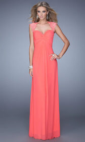 Open-Back Empire-Waist Long La Femme Prom Dress